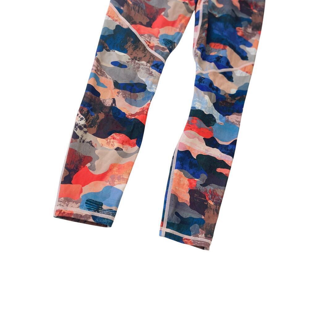 FABLETICS HIGH WAISTED LEGGINGS SZ SMALL ROYAL BLUE ORANGE CAMO PHONE POCKET - Picture 16 of 16